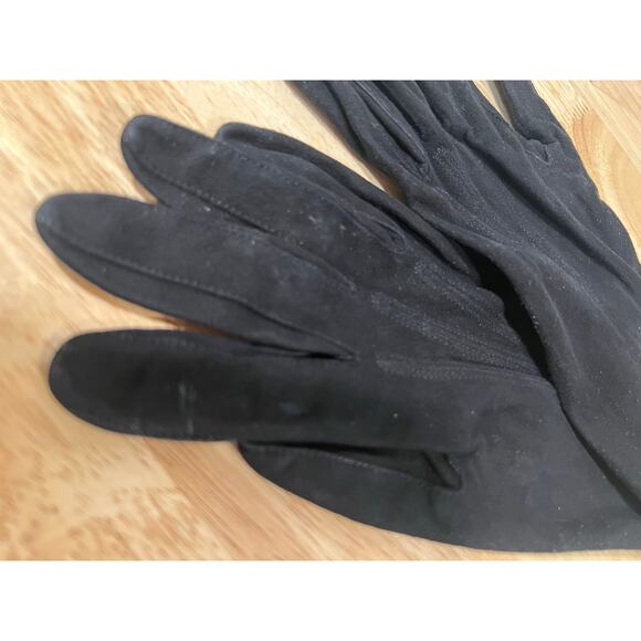 Vintage Dainty Soft Black Leather Gloves Small JL - Picture 3 of 11